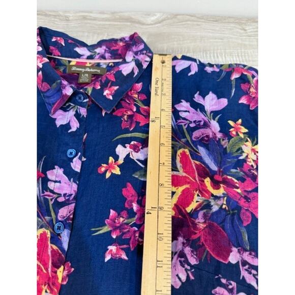 Tommy Bahama Women's 100% Linen Floral Tropical Short Sleeve Top - Size L - Picture 5 of 15
